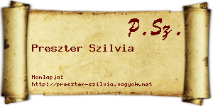Preszter Szilvia névjegykártya